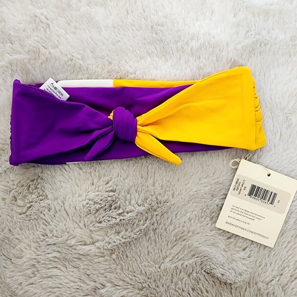 Mara Hoffman Abigail Ivory Multicolor Knotted Strapless Bandeau Bikini Top XS - Picture 5 of 8